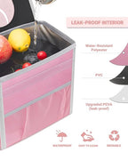 Capolo Car Trash Can with Lid, Leakproof Car Trash Bag Hanging Waterproof Automotive Garbage Can with Storage Pockets Mini Vehicle Trash Bin for Back/Front Seat(Pink,3 Gallon)