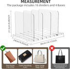 Stackable Bag & Purse Organizer for Closet Shelf Acrylic Shelf Dividers for Closet Organization, Clear Handbag Purse Storage 