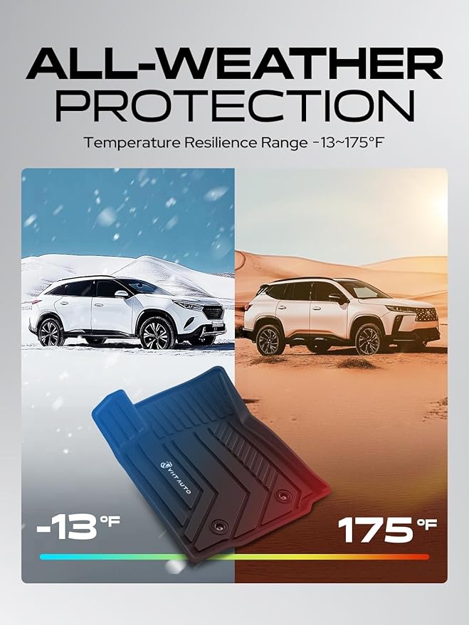 YHTAUTO Automotive Floor Mats Compatible with Toyota Tacoma 2016-2023, TPE All Weather Car Mats Waterproof Anti-Slip Odorless Floor Liner, Interior Car Accessories, 1st Row, Set of 2
