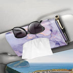 CaseBot Car Visor Tissue Holder, Sun Visor Napkin Holder, Mask Holder for Car, PU Leather Backseat Tissue Box for Car Truck SUV, Lilac Marble