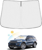 Windshield Sun Shade for Ford Explorer 2020-2025 2026 Accessories Thicken 6-Layer Front Window Sunshade Cover Sun Visor Protector Foldable Block UV Rays Keep Vehicle Cool