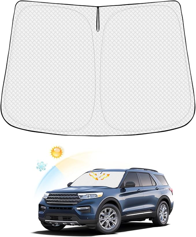 Windshield Sun Shade for Ford Explorer 2020-2025 2026 Accessories Thicken 6-Layer Front Window Sunshade Cover Sun Visor Protector Foldable Block UV Rays Keep Vehicle Cool