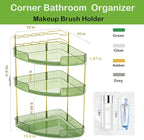 FELIZHOUSE 3-Tier Makeup Organizer for Vanity & Bathroom Countertop – Acrylic Storage Shelf with Perfume Tray & Makeup Brush 