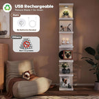 White 7-Tier Vertical Wall Shelf Unit with USB Rechargeable Led Light (Remote Controlled),Versatile Floating Display Shelves,