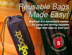 Sturdy Reusable Grocery Bags Foldable and Washable - Made From RipStop Nylon Hold 50lbs - Designed in USA Reusable Shopping Bags Inside a Compact Pod with Carry Clip - 5 Pack in Red