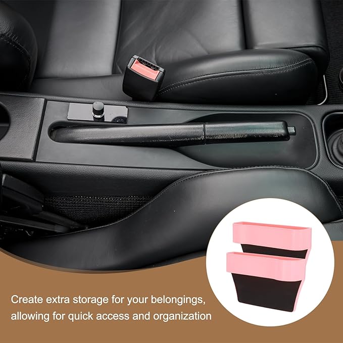 HARFINGTON Car Seat Gap Filler Organizer 10.2 x 6.5 x 2.8 Inch PP Universal Car Organizer Storage Box Between Seat and Console (Left) with Cup Holders for Phone Sunglasses Keys, Pink