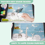 MENZOKE Kids Travel Tray for Toddler Car Seat, Toddler Gift for Boy Activities with Dry Erase Board & iPad Holder Stand, Road