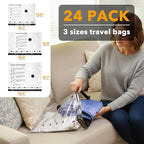 SpaceAid Travel Vacuum Bags for Luggage with Electric Pump, 24 Pack Vacuum Seal Bags for Clothing Travel, Space Saver Compres