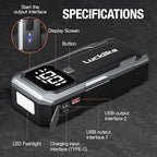 Lucklike Car Battery Jump Starter Portable, Jump Starter Battery Pack for 8.0L Gas/7.0L Diesel Engines,12V Jump Box with Portable Charger Power Bank, 3 Modes Emergency Light and Jumper Cable