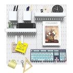 Pegboard Combination Kit, 4 Peg Boards White Pegboard for Walls, Office Wall Organizer, Gaming Room Wall, Nursery Storage, 22