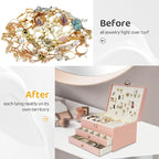 3-Layer Jewelry Box for Women, Jewelry Organizers and Storage with Removable Jewelry Tray, Vintage Quilted Top Lockable Jewel