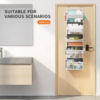 Over the Door Organizer - Behind the Door Storage with Rope for Toilet Paper Storage - Door Organizer Hanging with 5 Spacious