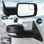 Right Passenger Side Mirror Compatible With 2019-2026 Ram 1500 With Manual Folding Power Glass Heated Turn Signal Puddle Light Matte Black Replace#5ZK42KARAH (8Pins)