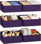 DIMJ Large Closet Shelf Organizer Bins 6 Packs with Handles and Divider, Fabric Trapezoid Storage Baskets, Foldable Clothes C