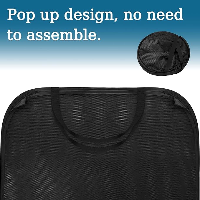 Pop up Pool Toy Storage Bin,32"X32"X30"Pool Float Organizer Bag with 2 Side Pockets Mesh Swimming Pool Toys Organizer with 4 