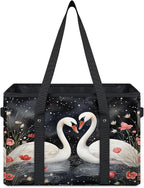 Reusable Grocery Bags Heavy Duty Shopping Bags Foldable Large Tote Bags with Long Handles & Hard Bottom