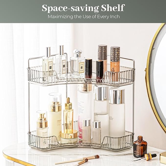 Aveniee Corner Bathroom Counter Organizer, Bathroom Countertop Shelf Makeup Organizer for Vanity Perfume Tray for Corner Stor