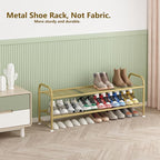 LINZINAR Shoe Rack Long 2 Tier Shoe Storage Organizer Metal Wide Shoe Shelf for Closet Entryway Bedroom 18 Paris Large Capaci