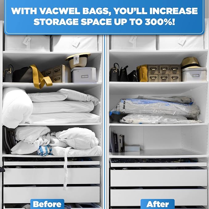 5-Pack XXL- Jumbo Space Vacuum Storage Bags for Clothing Storage - Vacuum Space Bags for Comforters, Blankets and Clothes - 5