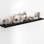 Fun Memories 72 Inch Floating Shelves in Black, 9.3 Inch Deep Floating Shelf for Bathroom Living Room Kitchen, Rusitc Wall Mo