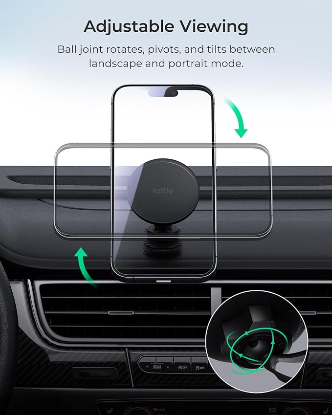 iOttie iTap 3 Magnetic Flush Mount Car Mount Phone Holder with Magnetic Ring Adapter. Compatible with iPhone, Samsung Galaxy, Google Pixel, Huawei, LG, and All Qi Compatible Smartphones
