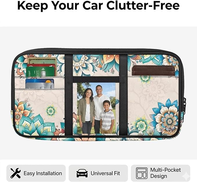 Butterfly Visor Organizer Storage Small Car Visor Organizer with Multi-Pocket Lightweight Soft Car Visor Storage Pouch for Card Pen Sunglasses Document Scratch-Resistant Sunvisor Organizers