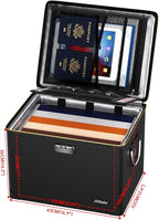 Fireproof Document Box with Fireproof Zipper,Hard Case Fireproof File Box with Lock,Insulated Non-Foldable Fireproof File Cab