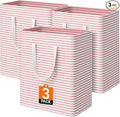 3 Pack Large Laundry Basket,Waterproof & Freestanding Laundry Hamper,Collapsible Clothes Hampers with Easy Carry Long & Reinf