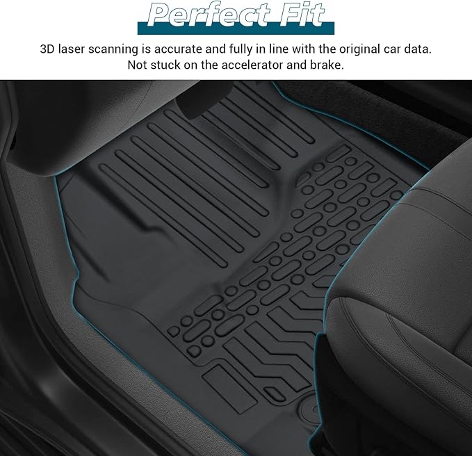 All Weather Floor Mats for 2013-2019 Ford Escape & 2013-2018 Ford C-Max, 3D Heavy Duty TPE Protection 1st & 2nd Row Full Set Rubber Floor Liners (2013-2019 Escape 2013-2018 C-Max)
