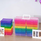 novelinks Transparent 4" x 6" Photo Cases and Clear Craft Keeper with Handle, 16 Inner Photo Organizers & Photo Storage Box, 