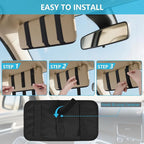 KENOBE Molle Car Sun Visor Organizer, Zipper Pouch with Glasses Clip, Semi-Rigid Tactical Panel for Car Accessories, Fits Most Vehicles, SUVs, Trucks, Black