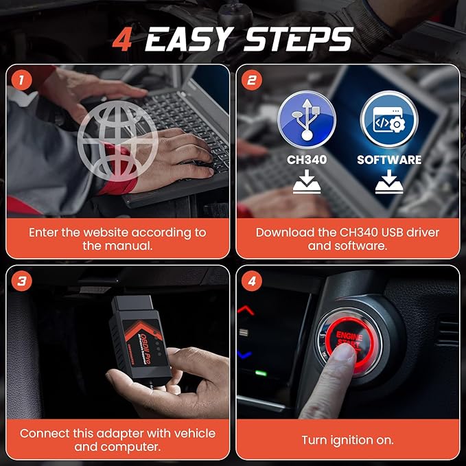 ELM327 OBD2 Adapter Compatible with F150 F250 and More, for MS/HS CAN Automatically Switch, OBDII Diagnostic Scanner via USB