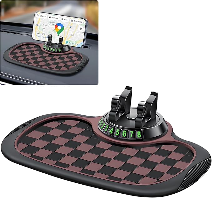 Wuyaoyao Multifunction Car Anti-Slip Mat Auto Phone Holder, PVC Car Dashboard Non-Slip Pad Phone Mount with Temporary Parking