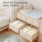 DIMJ Drawer Organizers - Set of 12 Fabric Closet Organizers and Storage, Drawer Dividers for Baby Clothes, Socks, Belt, Tie (