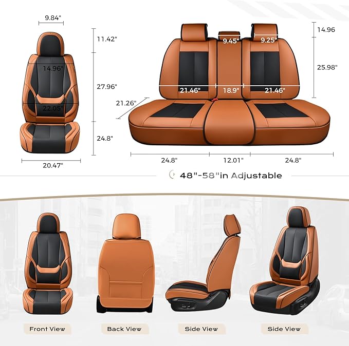 Coverado Seat Covers, Car Seat Covers Full Set, Leather Seat Covers for Cars, Car Seat Protector, Black Car Seat Covers Front