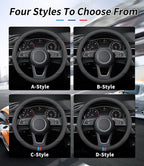 Custom-Fit for Hyundai Steering Wheel Cover, Premium Leather Car Cover with Logo, Non-Slip, Breathable, Accessories (A-Style,for Hyundai)