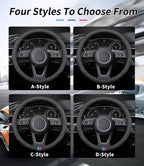 Custom-Fit for Mini Steering Wheel Cover, Premium Leather Car Cover with Logo, Non-Slip, Breathable, Accessories (B-Style,for Cooper)
