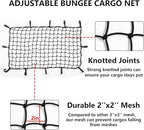 Funmit 22"x38" Cargo Net Stretches to 44"x76", Latex Bungee Cargo Net with 2"X2" Small Mesh and 12 Adjustable Plastic Hooks, for Car ATV Boat SUV Van Trailer Snowmobile (Black)