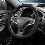 Steering Wheel Cover for Chevy Malibu 2016-2024/ Equinox 2018-2024/ Bolt EV 2017-2021/ Volt 2016-2019, Car Steering Wheel Cover for Chevrolet (Black Perforated Leather)