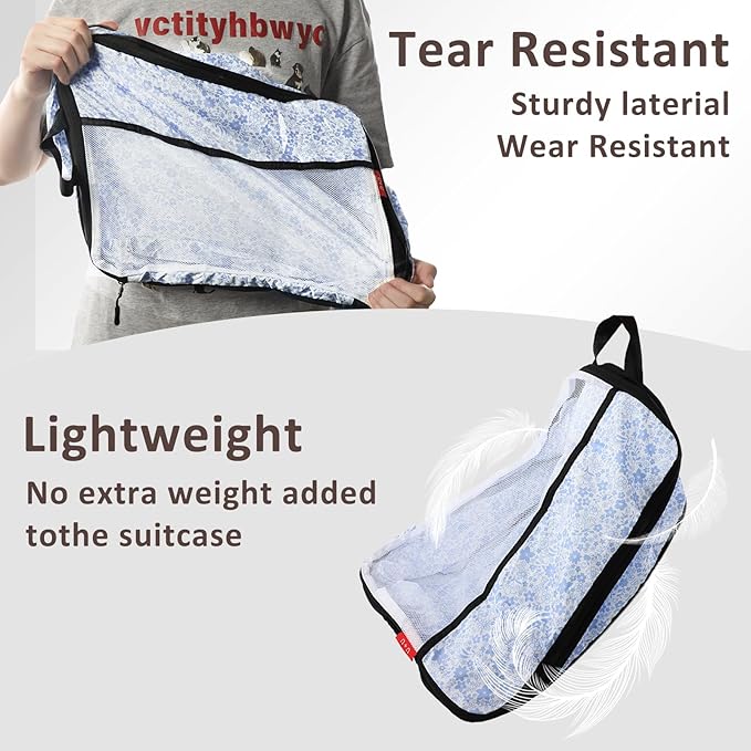 U+U 8 Set Compression Packing Cubes - Ultralight Travel Organizers with Laundry Bag and Cosmetic Bag, Space-Saving Suitcase O