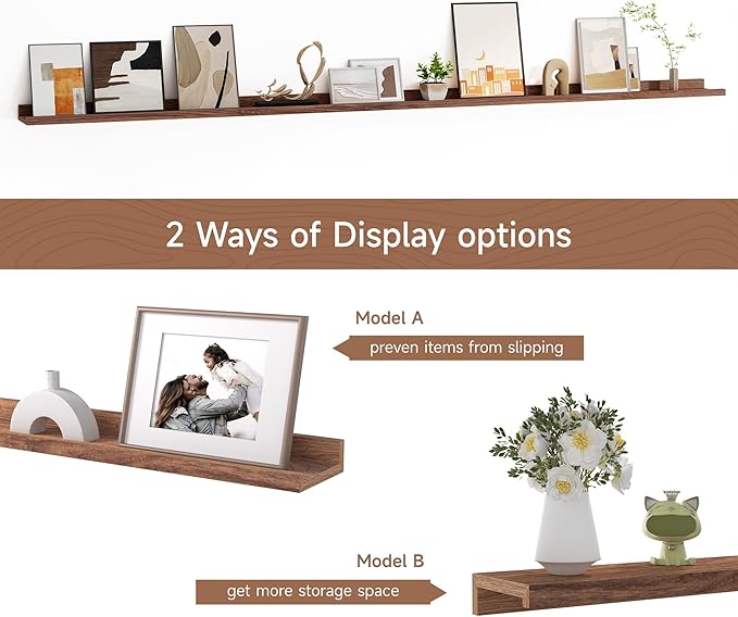 Floating Picture Ledge Shelves for Wall Set of 2, 84 Inches Picture Ledge Shelf with Long Large Nursery Book Shelf for Toys S