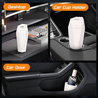 Car Trash Can with Lid, Mini Car Trash Cup with 30 Additional Trash Bags, Car Accessories for Interior, Leakproof Vehicle Garbage Bin for Car, Home, Office - 2 Packs, Beige