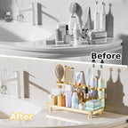 YOOLENS Electric Toothbrush Holder for Bathroom Countertop 5 Metal Slots Toothpaste Razor Mouthwash Organizer, Gold