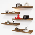 RICHER HOUSE 5 Set Floating Shelves for Wall Decor, Wall Mounted Book Shelf, Nursery Shelves Picture Ledge Shelf with Lip for