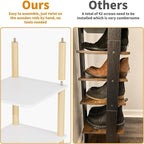 LUCKNOCK Vertical Shoe Rack, 8-Tier Tall Narrow Shoe Organizer for Entryway, Closet, Dorm & Small Spaces, Freestanding Wooden