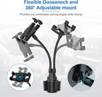 Dual Car Tablet Mount for Cup Holder, Gooseneck Car Cupholder Tablet Holder with Strong Long Arm 10" for 4-12.9" Devices, iPad Pro Air Mini, Galaxy Tabs, Huawei, iPhone, Tablets & Phones