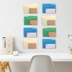 EASEPRES 8 Pack Clear Single Pocket Hanging File Organizer, Plastic Wall Mount Paper Mails Magazines Holder, Mounted Folder B