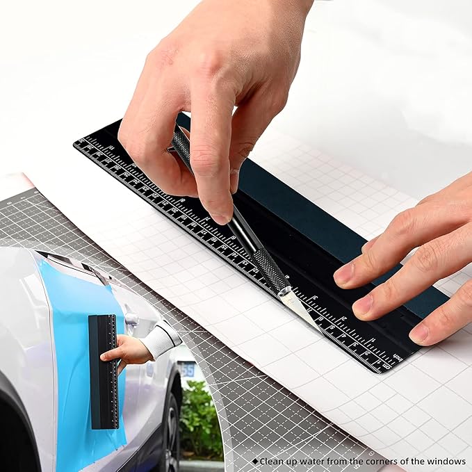 NEWISHTOOL Window Film Kit Vinyl Wrap Tools Includes Razor Scraper, Film Cutter, Ruler Squeegee and Tint Squeegee for Window Privacy Film Installation, Vinyl Applicator