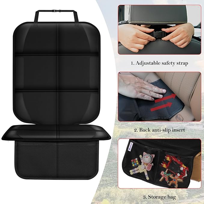Meolsaek Car Seat Protector for Child Car Seat, Durable 600D Fabric Waterproof Car Seat Cover with Thick Pad Non-Slip Backing