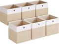 SONGMICS Storage Cubes, Set of 6 Foldable Fabric Storage Boxes, Cube Organizer Boxes with Handles, for Closet Shelves, Odorle